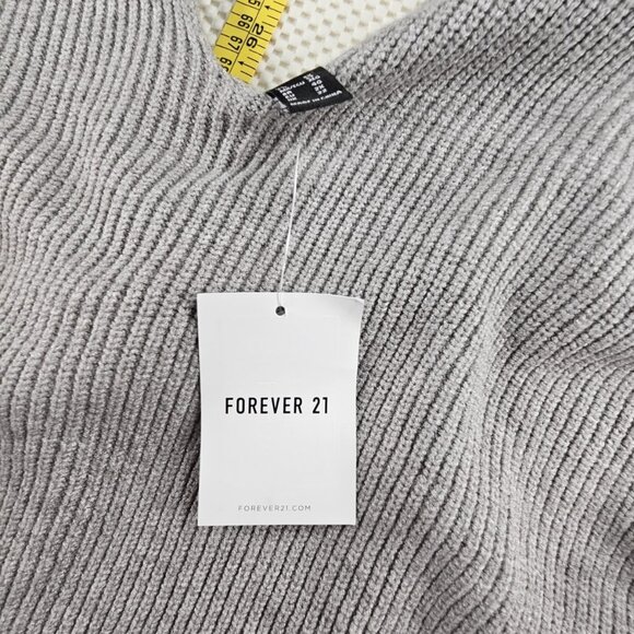 Forever 21 Women's 2X Gray Long Sleeve Twist Front Crop Y2K Cozy Soft - Picture 11 of 14